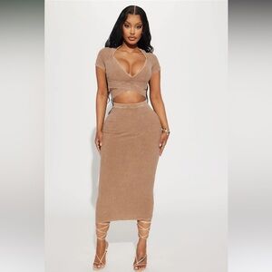 Call Me Tonight Skirt Set - Mocha